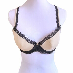 Felina Underwire Bra, Beige with‎ Black Lace 38C